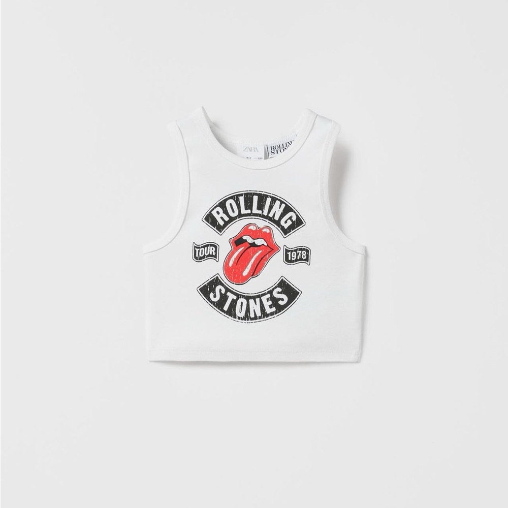 Zara White Tank Top with Red Graphic